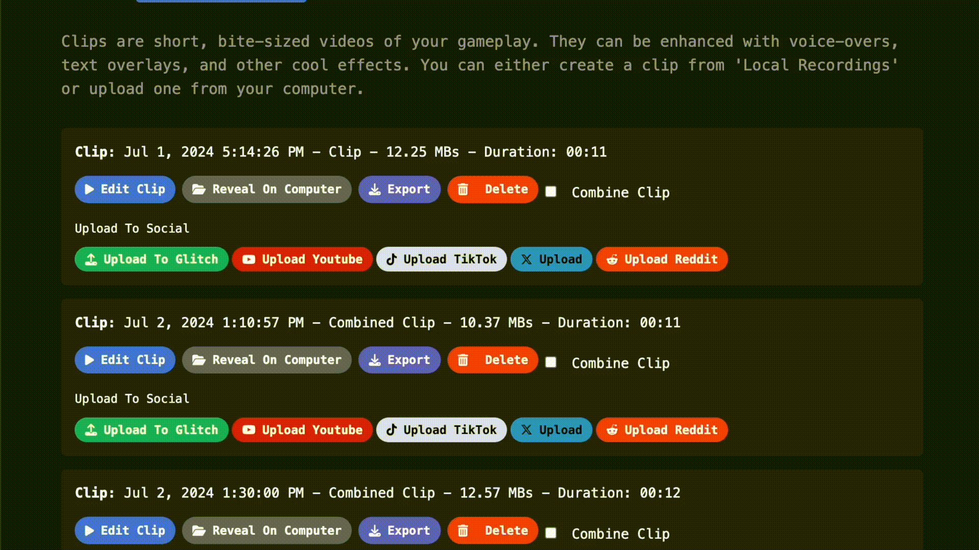 Glitch clip editor changing clip speed