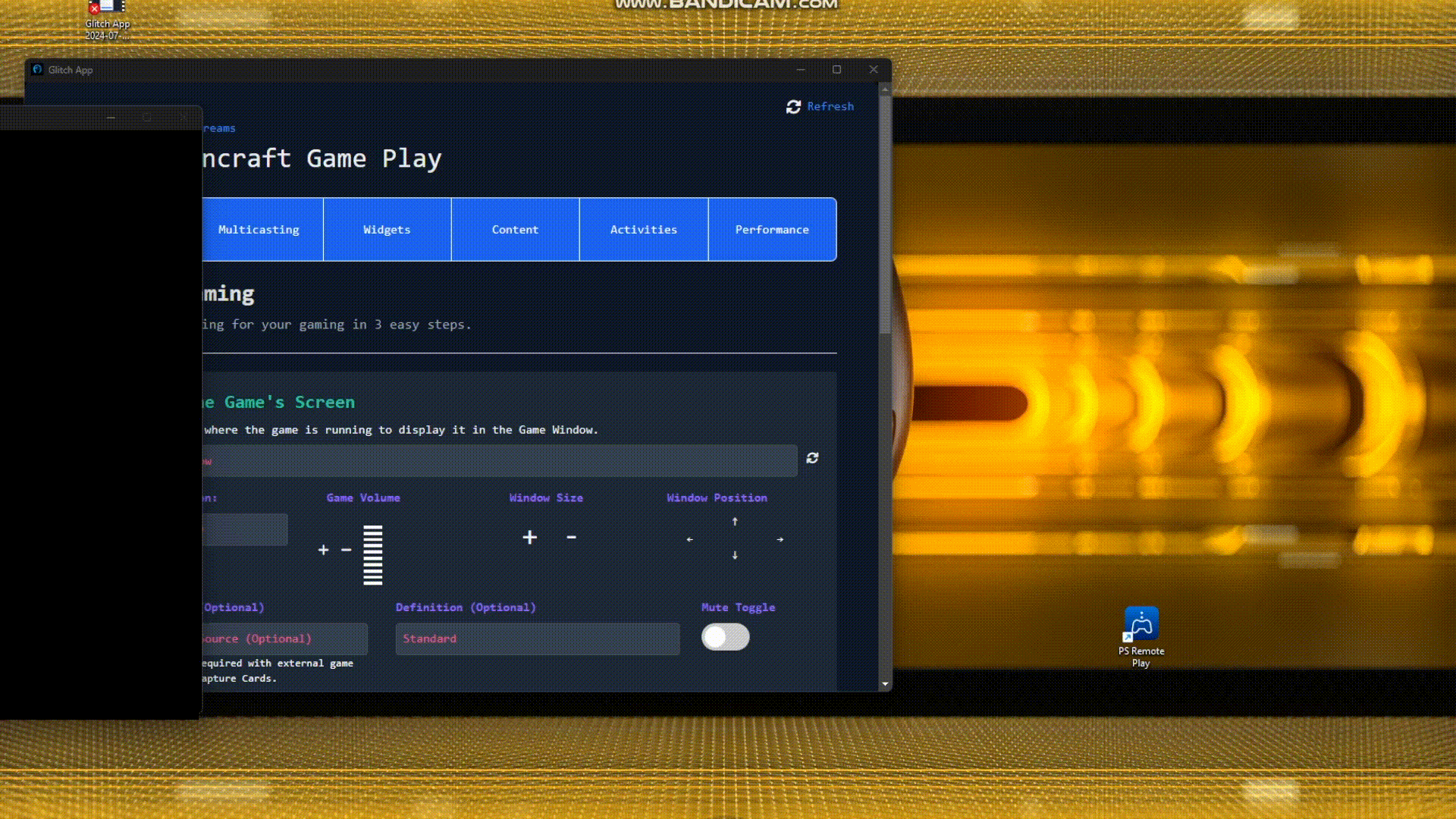 Select a game in Glitch Gaming Studio